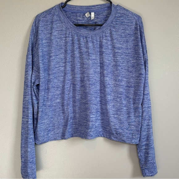 Zella Tops - 4/25$ Z By Zella Heathered Blue Crew Neck Long Sleeve Athletic Top Womens Medium